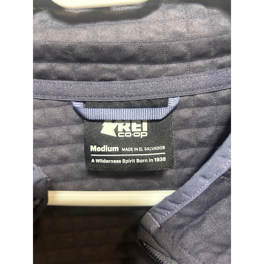 REI Co-op Mens Hyperaxis Grid Fleece Jacket Full Zip Blue Medium Hiking Layer - Picture 8 of 16
